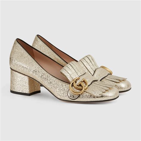 gucci marmont metallic leather mid-heel pump|gucci suede mid heel pump.